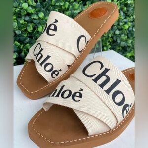Chloe | Woody Slide Sandals White Cream